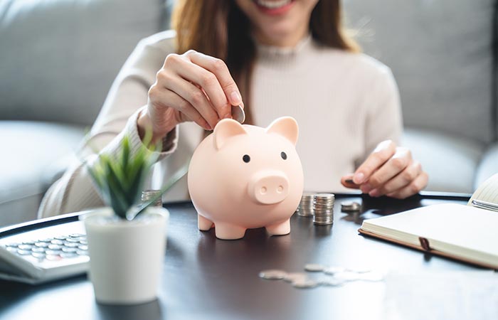 Lady saving money